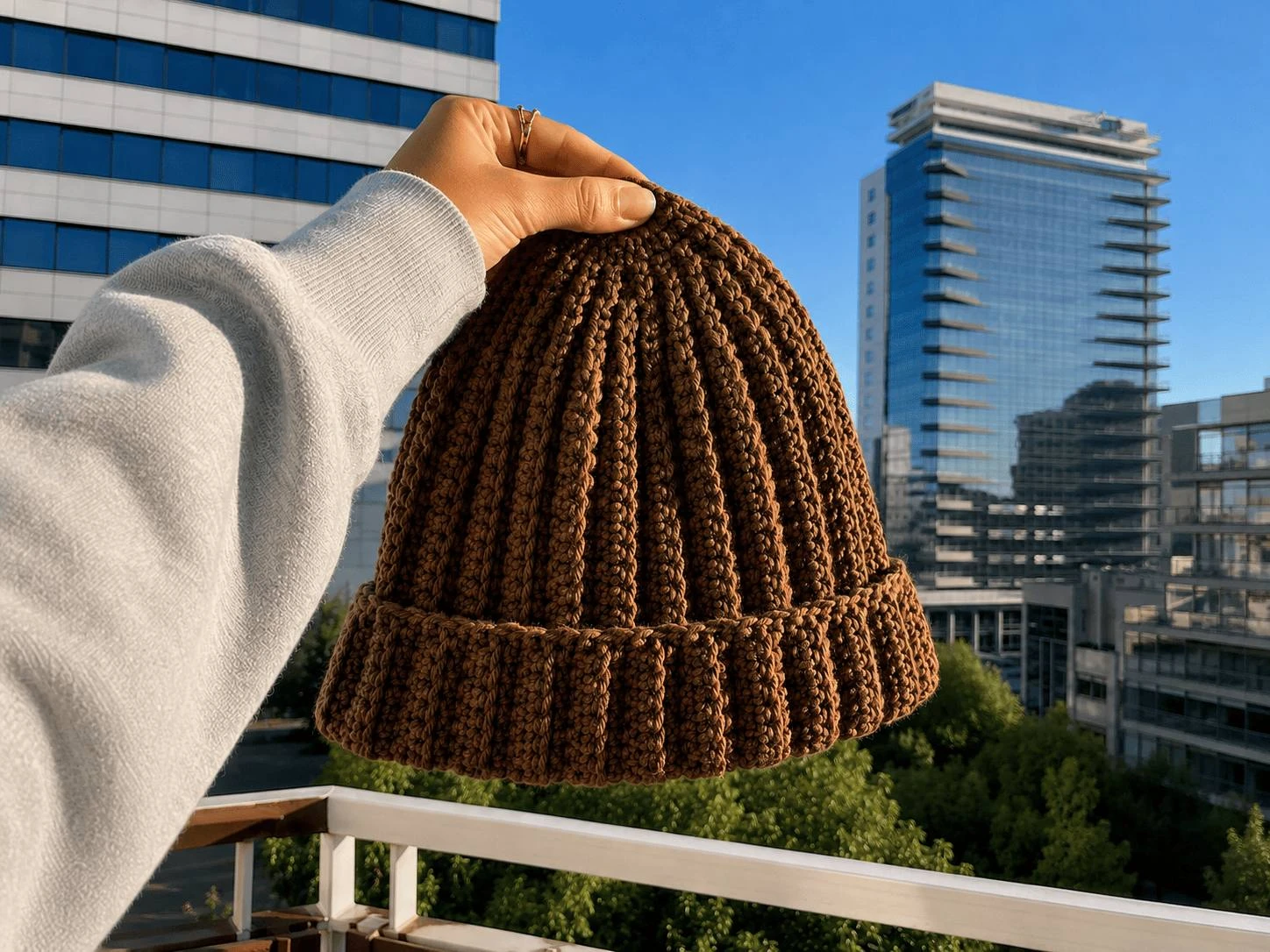 Crochet ribbed beanie