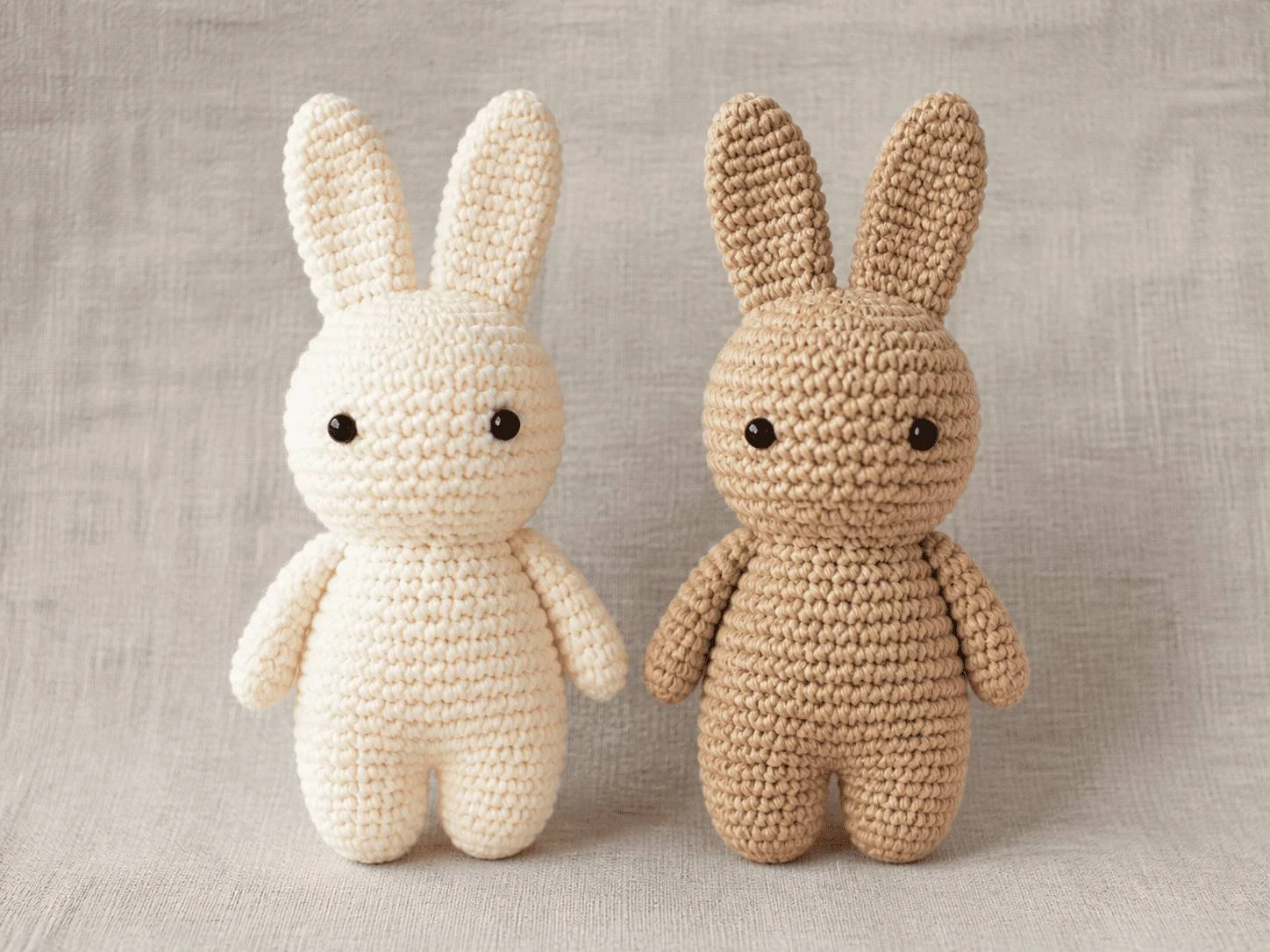 Crochet bunnies in overalls