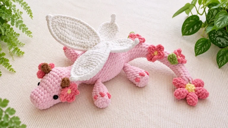 Crochet pattern flower dragon amigurumi plush