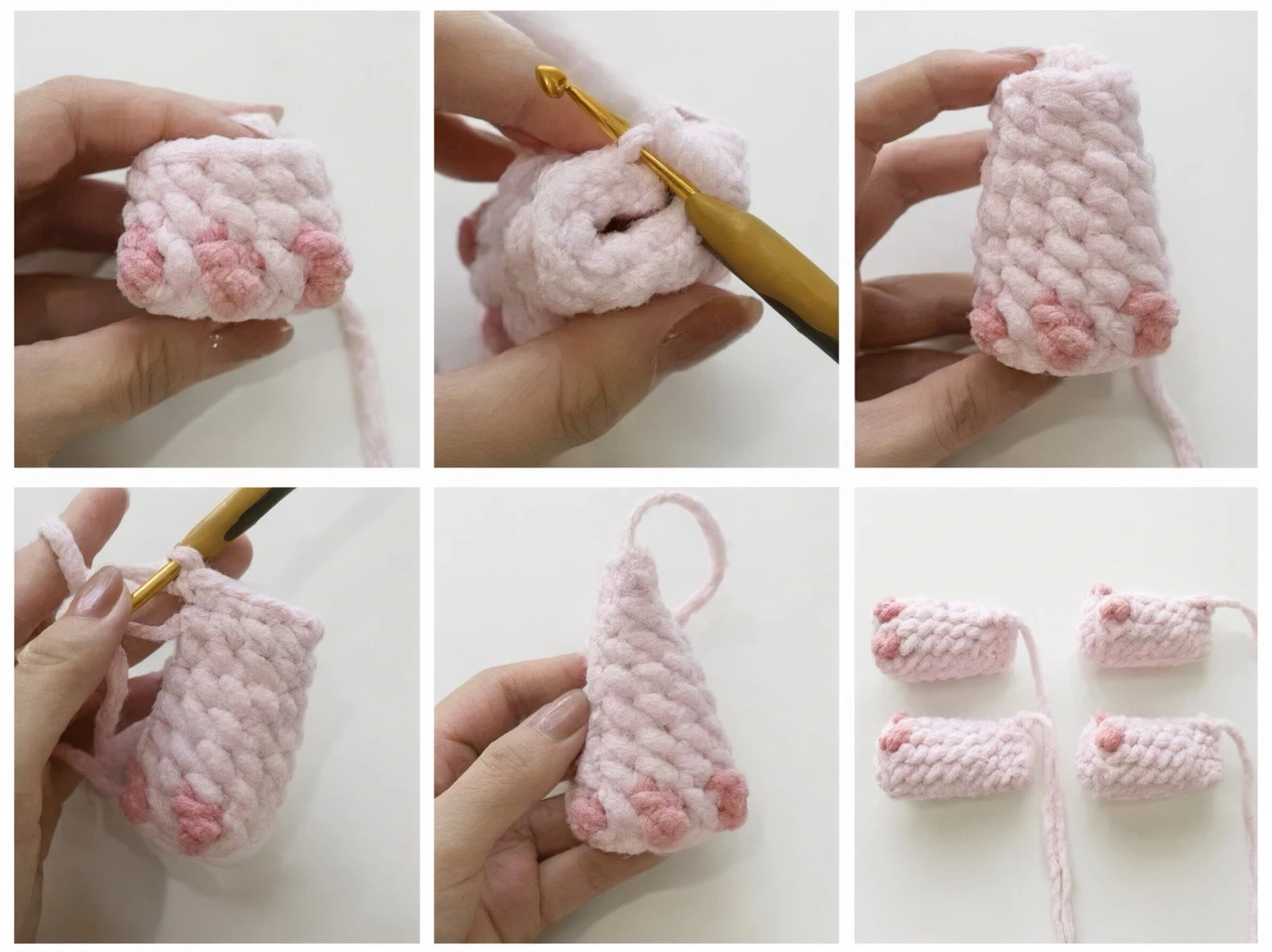 Crochet flower dragon front and hind leg placement reference