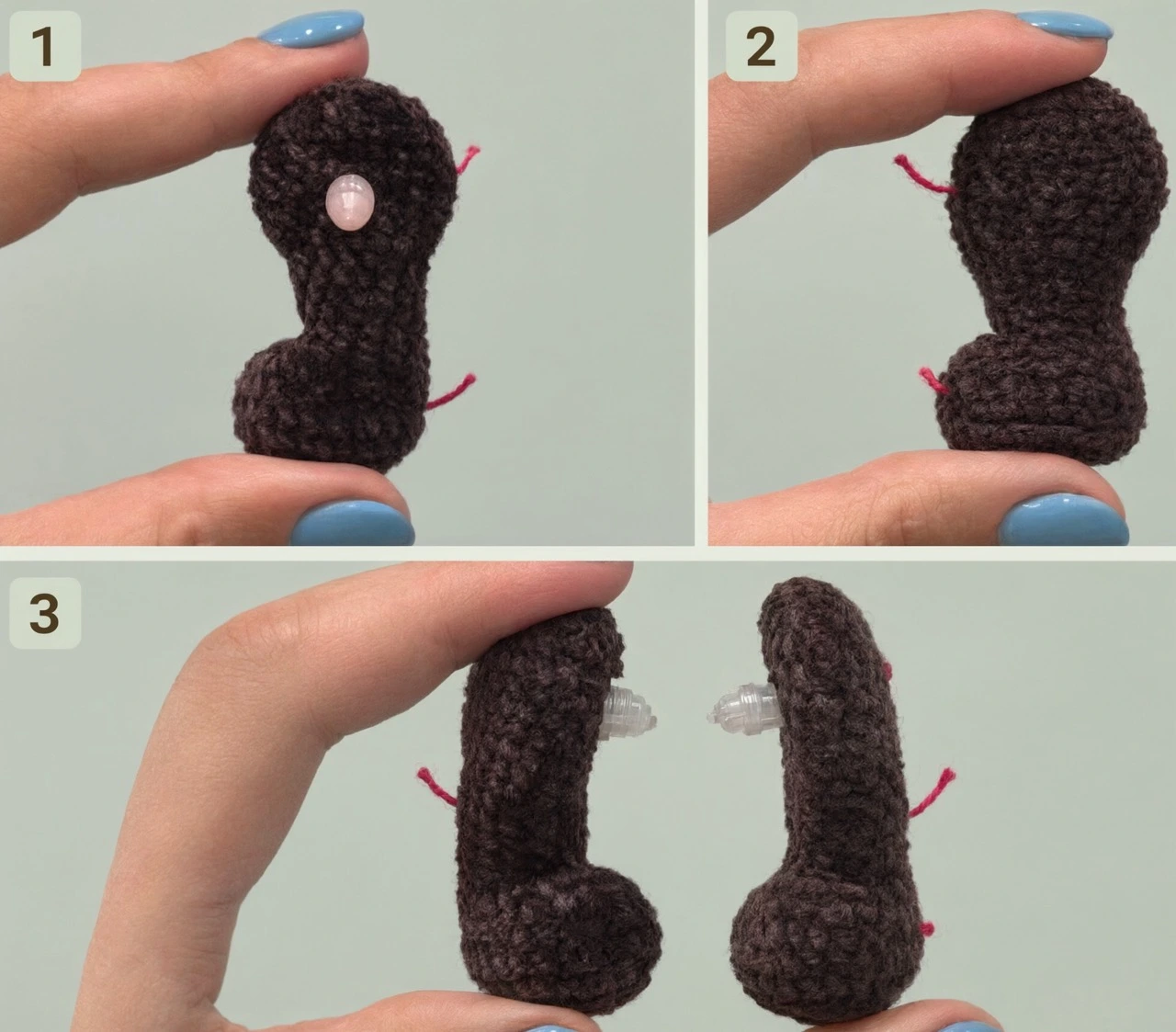 Crochet pattern panda hind legs step illustration